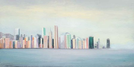 New York Skyline Blue Crop by Julia Purinton art print