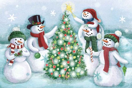 Classic Snowmen IV Dark by Mary Urban art print