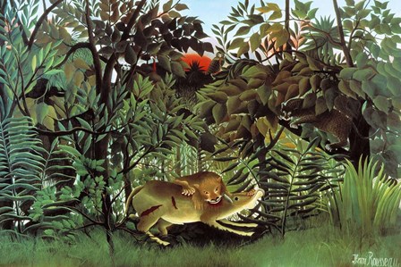 The Hungry Lion by Henri Rousseau art print