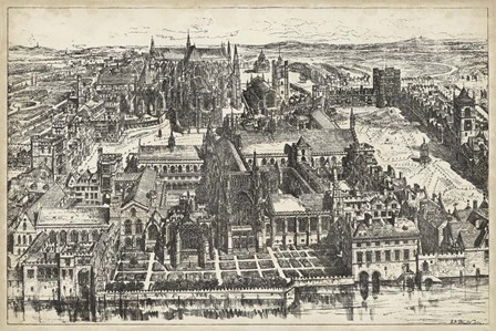 Bird&#39;s Eye View of London - Westminster art print