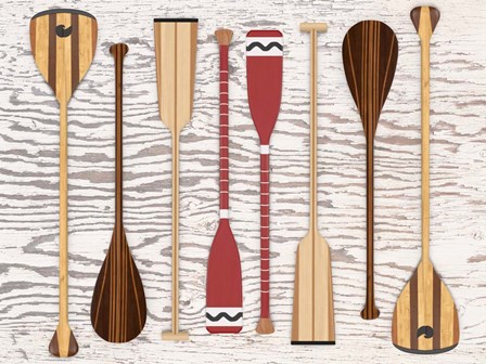 Canoe, Paddles &amp; Oar by Edward M. Fielding art print