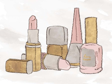 Pink Pastel Makeup Set by Elizabeth Medley art print