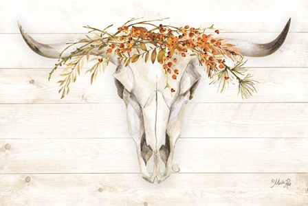 Fall Steer Skull by Marla Rae art print