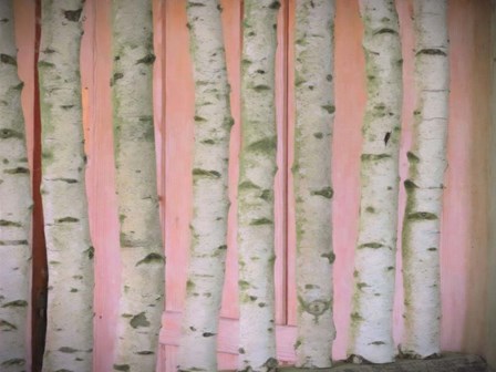 Birch Logs On Pink by Graffitee Studios art print