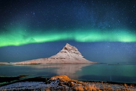 Aurora Borealis Or Northern Lights With The Milky Way Galaxy, Iceland by Panoramic Images art print