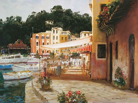 Morning Stroll - Portofino by George Bates art print