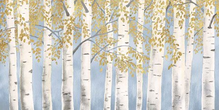 Fresh Forest Light Blue Gold by James Wiens art print