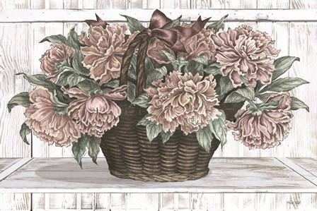 Basket of Peonies by Cindy Jacobs art print