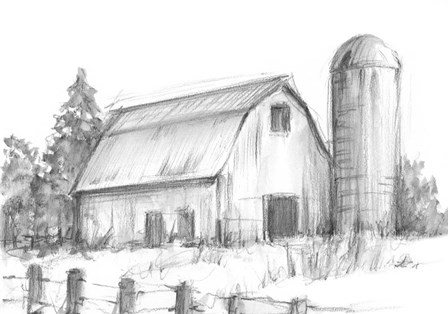 Black &amp; White Barn Study I by Ethan Harper art print