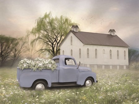 Blue Ford at Barn by Lori Deiter art print