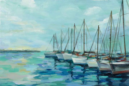 Breakwater and Boats by Silvia Vassileva art print