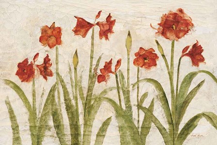 Row of Red Amaryllis Light by Cheri Blum art print