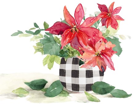 Poinsettia in Buffalo Plaid Pot by Lanie Loreth art print