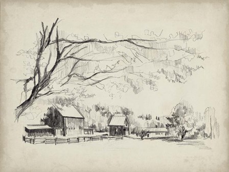 Sketched Barn View I by Jennifer Parker art print