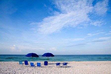 Blue Chairs and Umbrellas by George Cannon art print