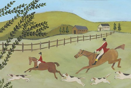 Folk Art Fox Hunt I by Regina Moore art print