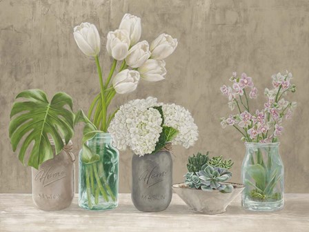 Spring Arrangement I (neutral) by Jenny Thomlinson art print