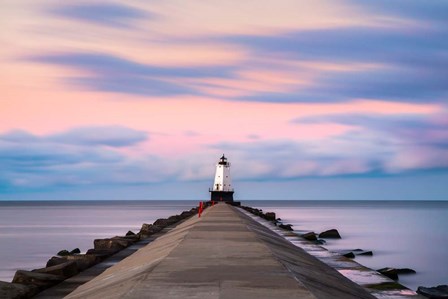 Ludington North Breakwater Light Sunrise by Adam Romanowicz art print