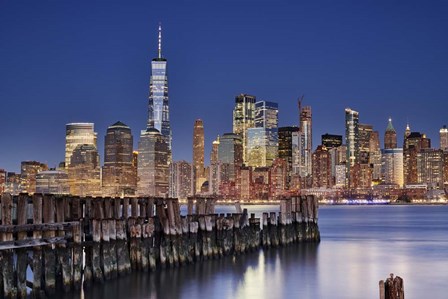 Manhattan Skyline at night by Martin Froyda art print