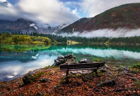 Bench by the Lake by Ales Krivec art print