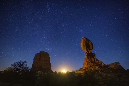 Balanced Rock Crescent Moonrise by Royce Bair art print