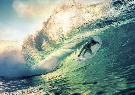 Surfing at Sunset, Australia by Pangea Images art print