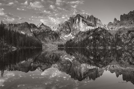 Baron Lake Monte Verita Peak Sawtooh Mountains II BW by Alan Majchrowicz art print