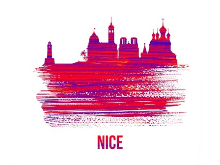 Nice Skyline Brush Stroke Red by Naxart art print