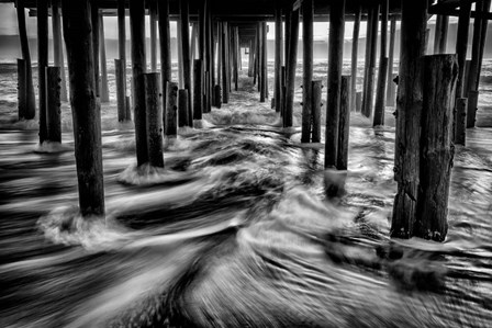 Under Kitty Hawk Pier Monochrome by Rick Berk art print