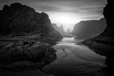 Bandon Afterglow Monochrome by Rick Berk art print