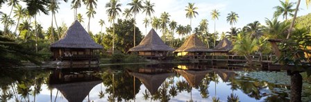 Overwater bungalows in a resort, Bali Hai Hotel,Tahiti by Panoramic Images art print