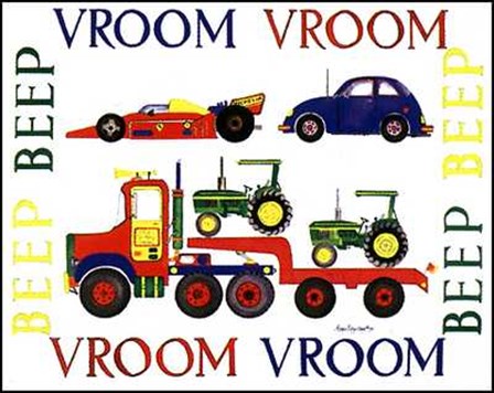 Vroom Vroom Beep Beep by Marnie Bishop Elmer art print