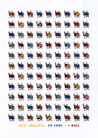 98 Cows &amp; 1 Bull by Mikel Urmeneta art print