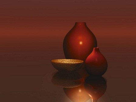 Red Vases with Bowl by Trevor Scobie art print