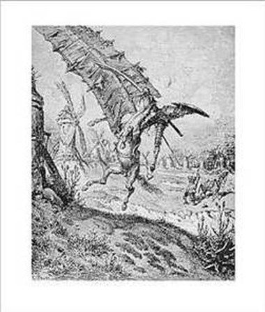 Don Quixote and the Windmill by Gustav Dore art print