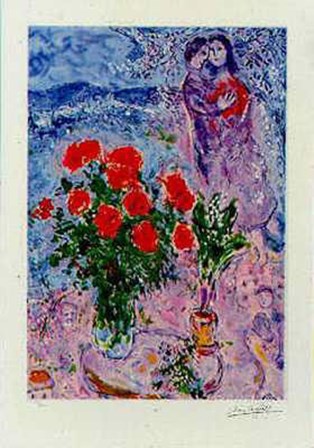 Bouquet with Lovers by Marc Chagall art print