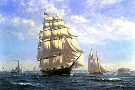 &#39;Challenge&#39; Leaving New York In The 1850 by Roy Cross art print