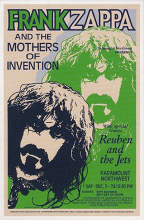 Frank Zappa, Paramount Northwest, 1972 art print