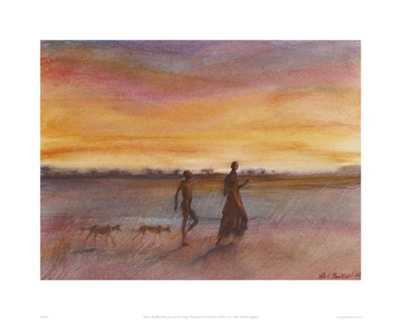 Boy, Girl And Two Dogs by Patrick Bradfield art print