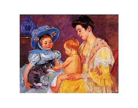 Children Playing with a Cat by Mary Cassatt art print