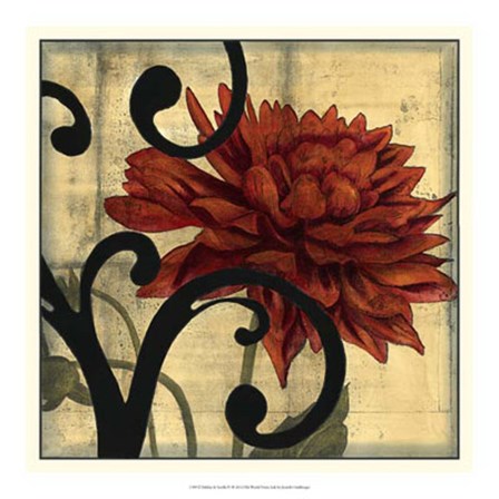 Dahlias &amp; Scrolls IV by Jennifer Goldberger art print