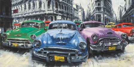 Classic American Cars in Havana by Antonio Massa art print