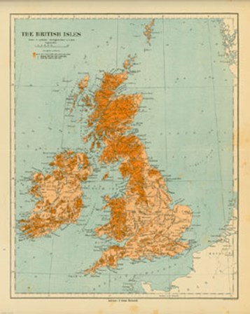 Map of the British Isles by The Vintage Collection art print