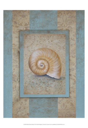 Shell &amp; Damask Stripe I by Rita Broughton art print