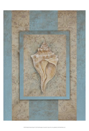 Shell &amp; Damask Stripe II by Rita Broughton art print