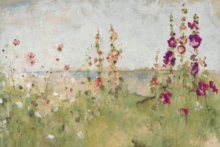 Hollyhocks by the Sea by Cheri Blum art print