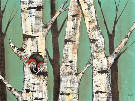 Birch Grove on Teal I by Jade Reynolds art print