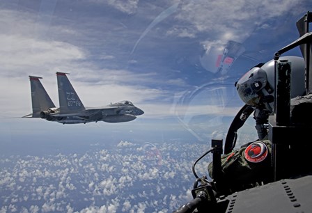 F-15 Eagle Pilot with his Wingman by HIGH-G Productions/Stocktrek Images art print