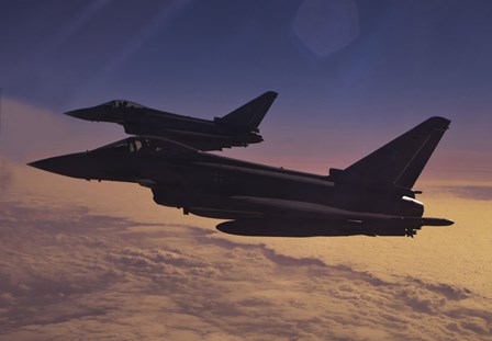 Two German Air Force Eurofighter Typhoon&#39;s at Sunset by Timm Ziegenthaler/Stocktrek Images art print