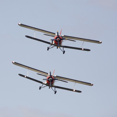 Two Antonov An-2 bi-planes in Formation Over Czech Republic by Timm Ziegenthaler/Stocktrek Images art print